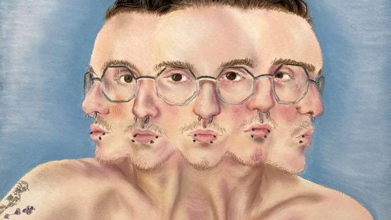 surreal multi-faced portrait drawing